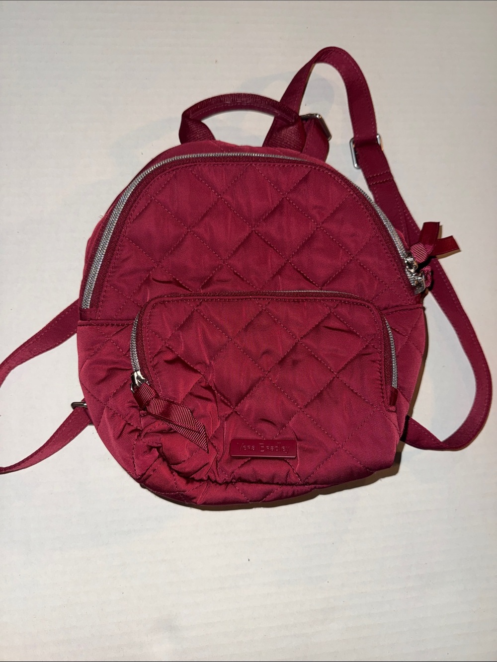 Vera Bradley Quilted Mini Backpack in Raspberry